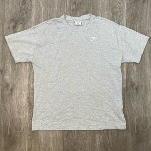 GymShark Shirt Mens Medium Gray Cotton Seamless Short Sleeve Gym David Laid